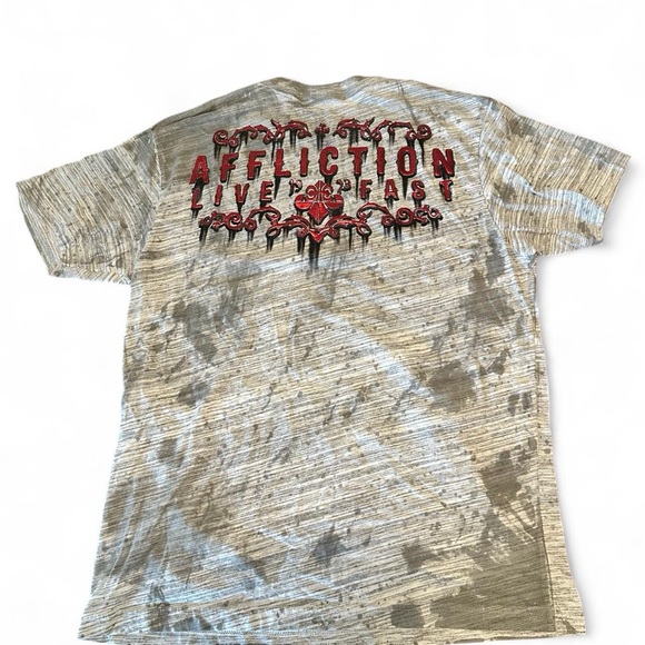 Affliction Men’s Live Fast Gray Red Shirt Size XL - Picture 4 of 5